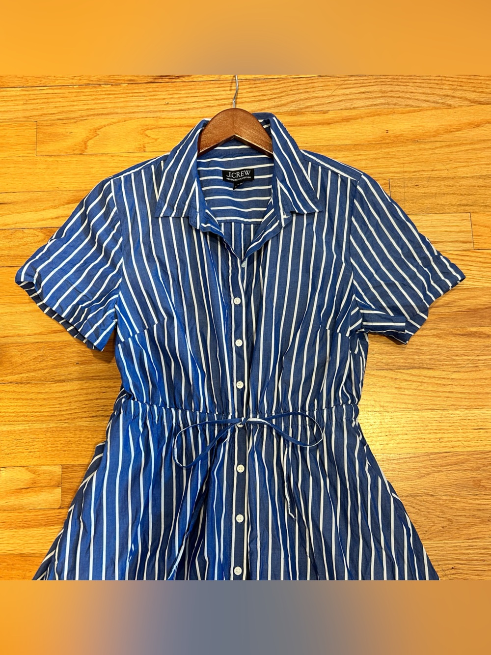 J. Crew Blue and White Striped Maxi Shirt Dress - Picture 5 of 7